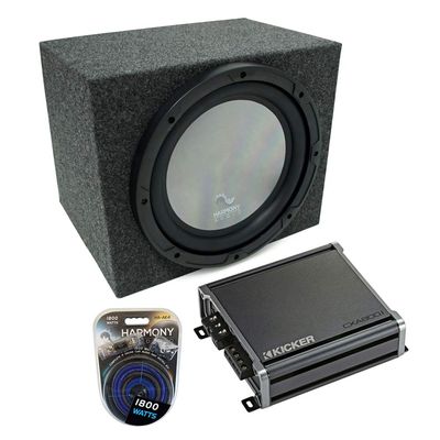 Harmony A122 Bundle with Universal Car Stereo Rearfire Sealed Single 12" Sub Box & CXA600.1 (Renewed)