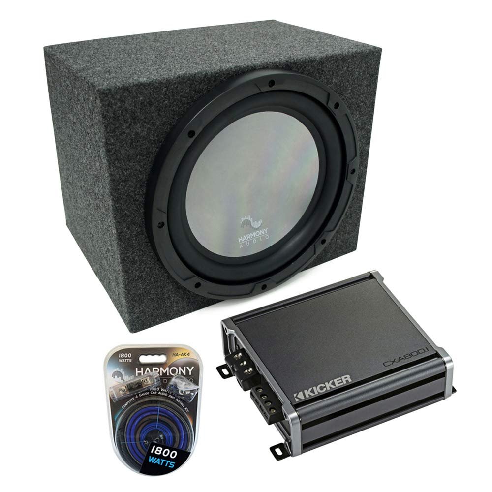 Harmony A122 Bundle with Universal Car Stereo Rearfire Sealed Single 12" Sub Box & CXA600.1 (Renewed)