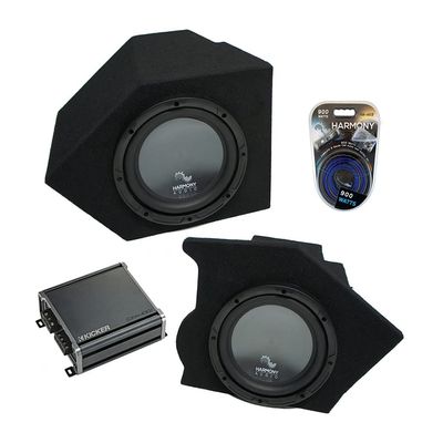 Harmony Audio HA-R104 Compatible with Pontiac Firebird Coupe Rear Pocket 93-02 Rhythm Series,46CXA4001 Class D Mono Amp,GM1X10-93C-SPKT-PASS 10" Single Passenger Side and SIDEPKT1X10 Custom Sub Box