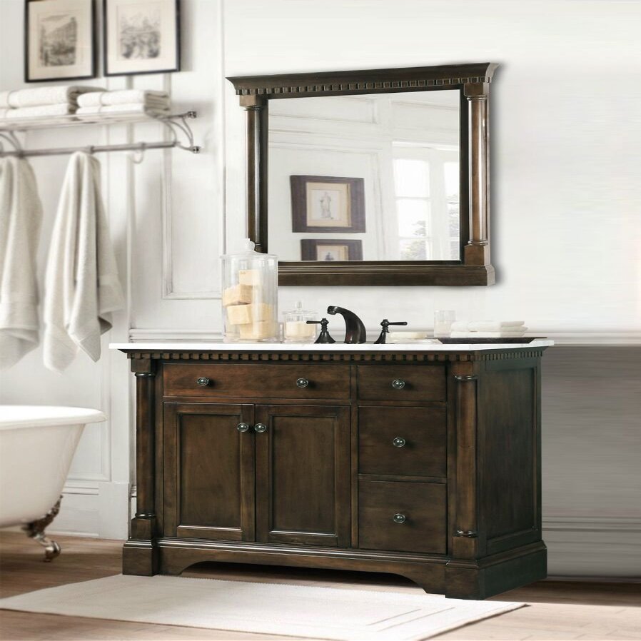 Legion Furniture Bathroom Mirror, 36", Coffee Bean