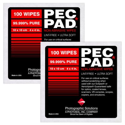 PEC-PAD Lint Free Wipes 4x4 Non-Abrasive Ultra Soft Cloth for Cleaning Sensitive Surfaces like Camera, Lens, Filters, Film, Scanners, Telescopes, Microscopes, Binoculars. (100 Sheets Per/Pkg) 2-Pack