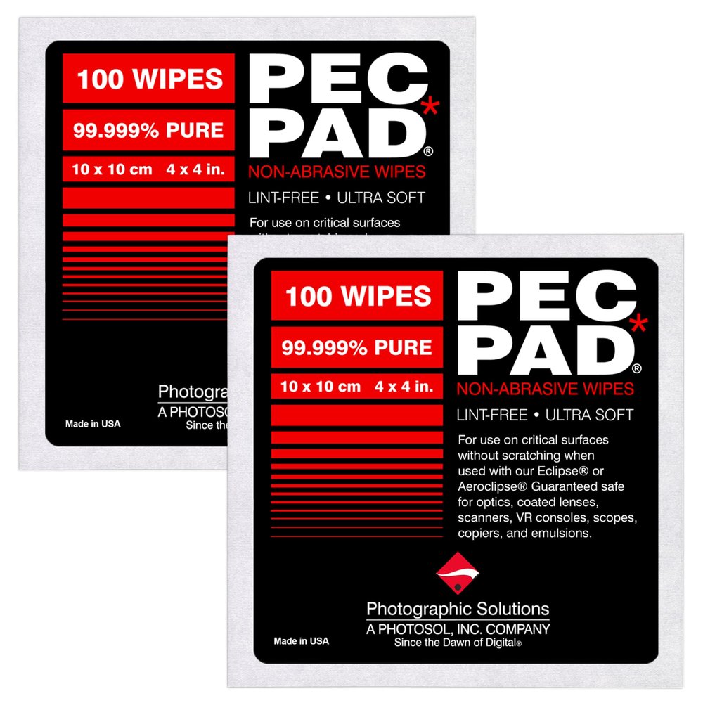 PEC-PAD Lint Free Wipes 4x4 Non-Abrasive Ultra Soft Cloth for Cleaning Sensitive Surfaces like Camera, Lens, Filters, Film, Scanners, Telescopes, Microscopes, Binoculars. (100 Sheets Per/Pkg) 2-Pack