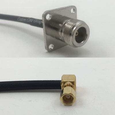 12 inch RGU178 N FLANGE FEMALE to SMC Female Angle Pigtail Jumper RF coaxial cable 50ohm Quick USA Shipping
