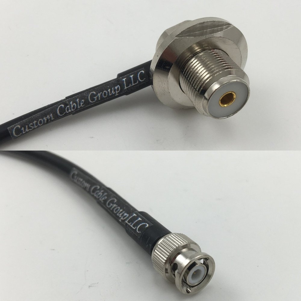 12 inch RGU178 UHF Female Angle Bulkhead to MiniBNC Male Pigtail Jumper RF coaxial cable 50ohm Quick USA Shipping