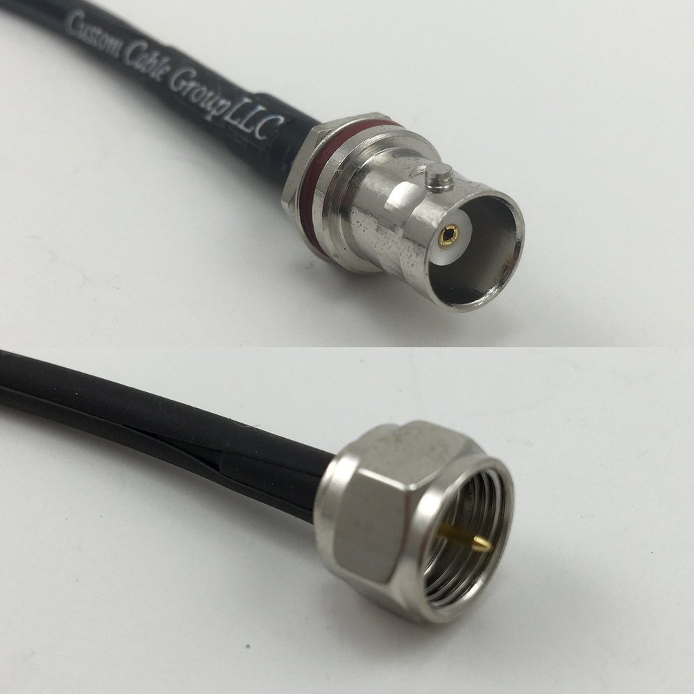 12 inch RGU178 BNC FEMALE SM BULKHEAD to F MALE Pigtail Jumper RF coaxial cable 50ohm Quick USA Shipping