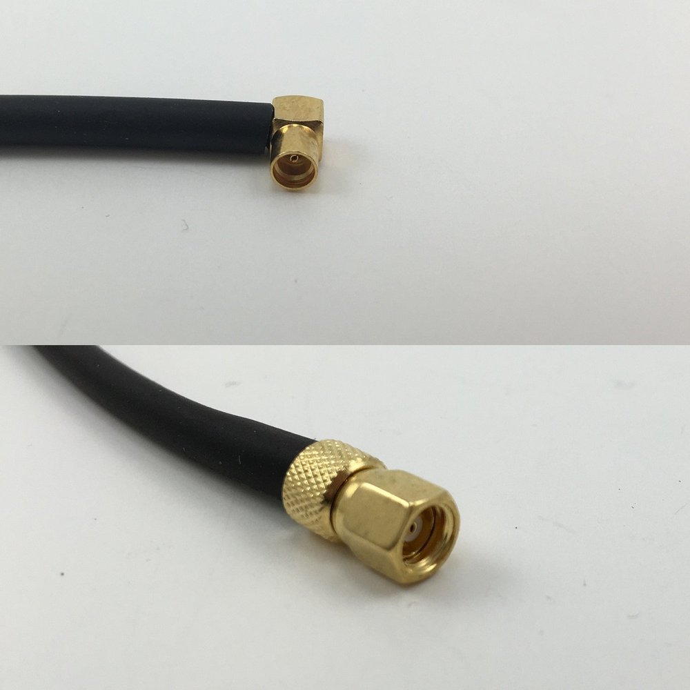 12 inch RGU178 MMCX FEMALE ANGLE to SMC FEMALE Pigtail Jumper RF coaxial cable 50ohm Quick USA Shipping