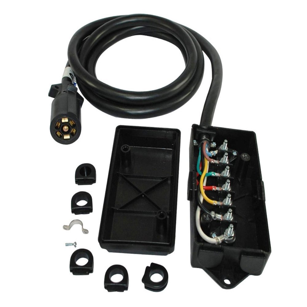 72" Trailer Cable with Plug and Junction Box 7 Wire HD Cable Color Coded Heavy Duty