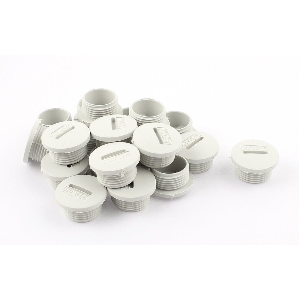 uxcell 20pcs Grey Nylon Insert Blanking Cap End Bung Threaded M22x10mm