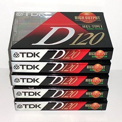 TDK D120 High Output Precision Rigid Construction Mechanism IEC I/Type I Normal Bias Audio Cassette Tapes - 5 Pack