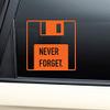 Floppy Disk Never Forget Vinyl Decal Laptop Car Truck Bumper Window Sticker - Orange view 1