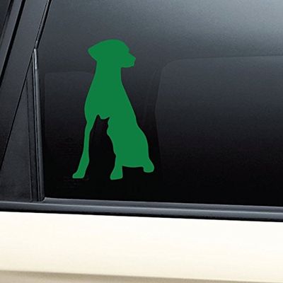 Cat and Dog Vinyl Decal Laptop Car Truck Bumper Window Sticker - Green