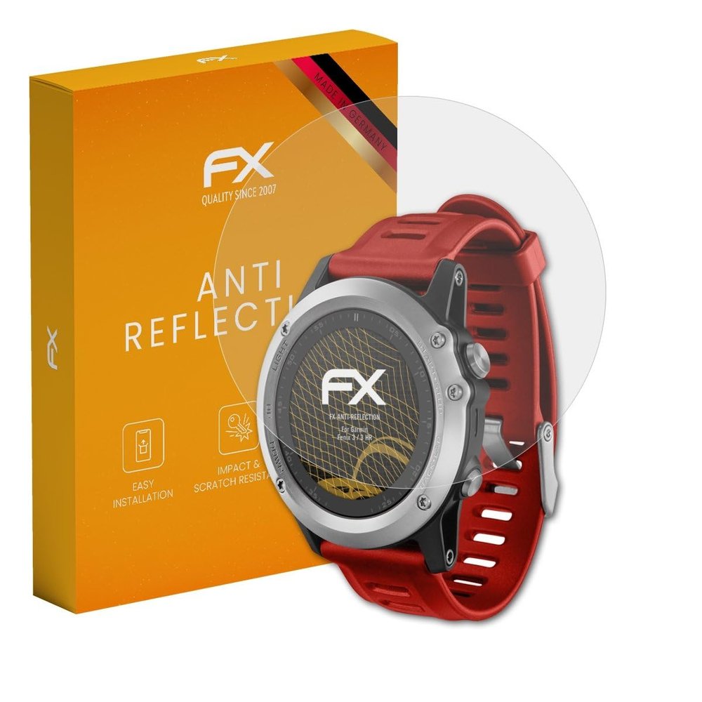 atFoliX Screen Protector compatible with Garmin Fenix 3/3 HR Screen Protection Film, anti-reflective and shock-absorbing FX Protector Film (3X)