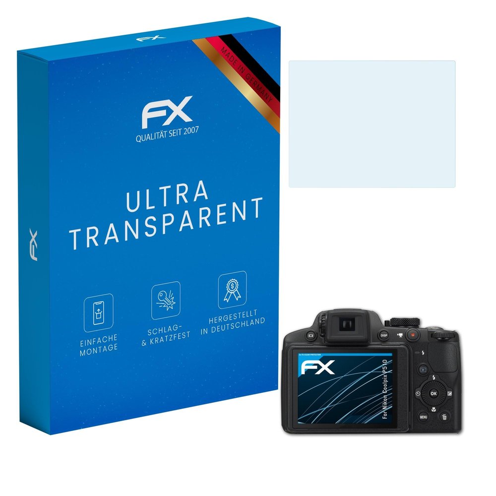 atFoliX Screen Protection Film compatible with Nikon Coolpix P510 Screen Protector, ultra-clear FX Protective Film (3X)