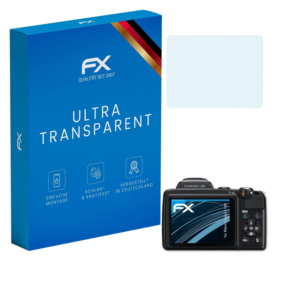 atFoliX Screen Protection Film compatible with Nikon Coolpix L120 Screen Protector, ultra-clear FX Protective Film (3X)