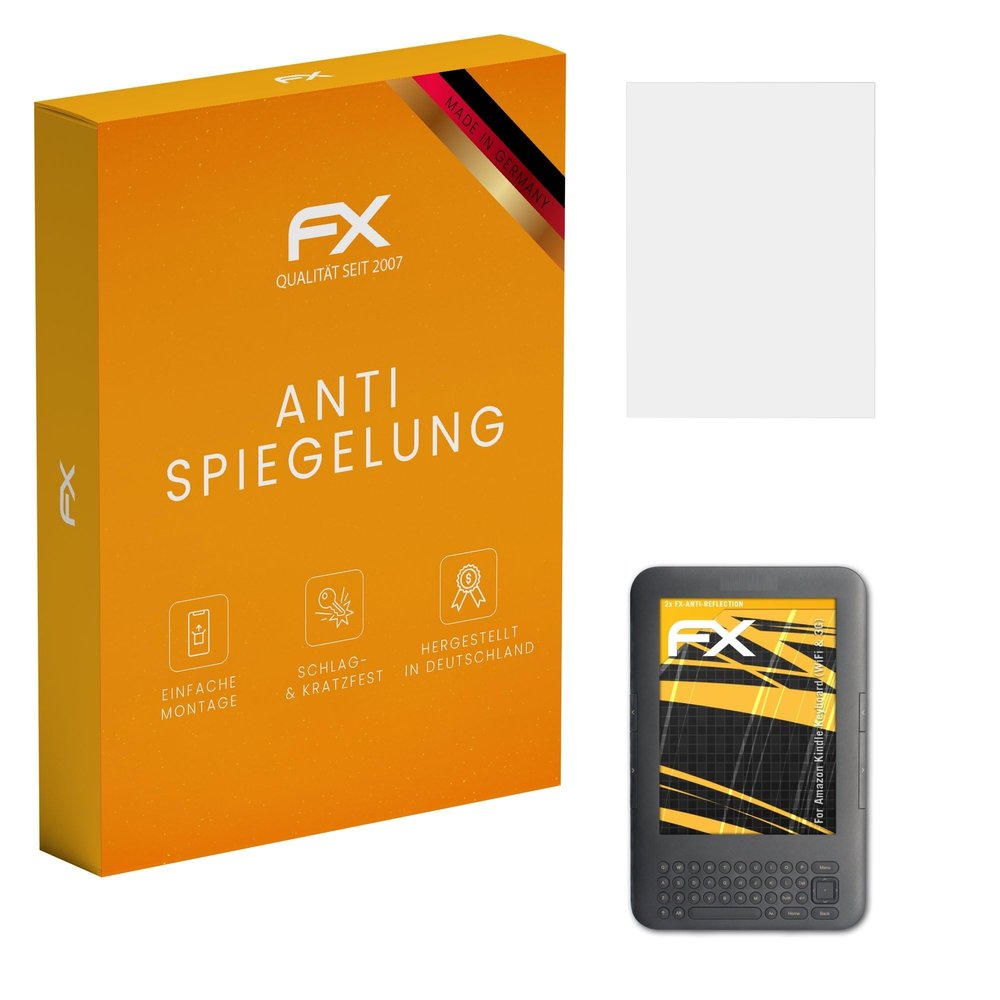 atFoliX Screen Protector compatible with Amazn Kindl Keyboard (WiFi & 3G) Screen Protection Film, anti-reflective and shock-absorbing FX Protector Film (2X)