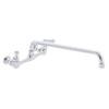 DuraSteel Kitchen Sink Faucet Wall Mount - DuraSteel 8" Center Commercial Kitchen Sink Faucet with 14" Swivel Spout - Dual Lever Handles - Brass Constructed & Chrome Polished view 1