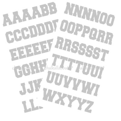 Sports Helmet Letters 1" by Chalkallaboutit Baseball, Hockey, Football and Lacrosse (Grey)