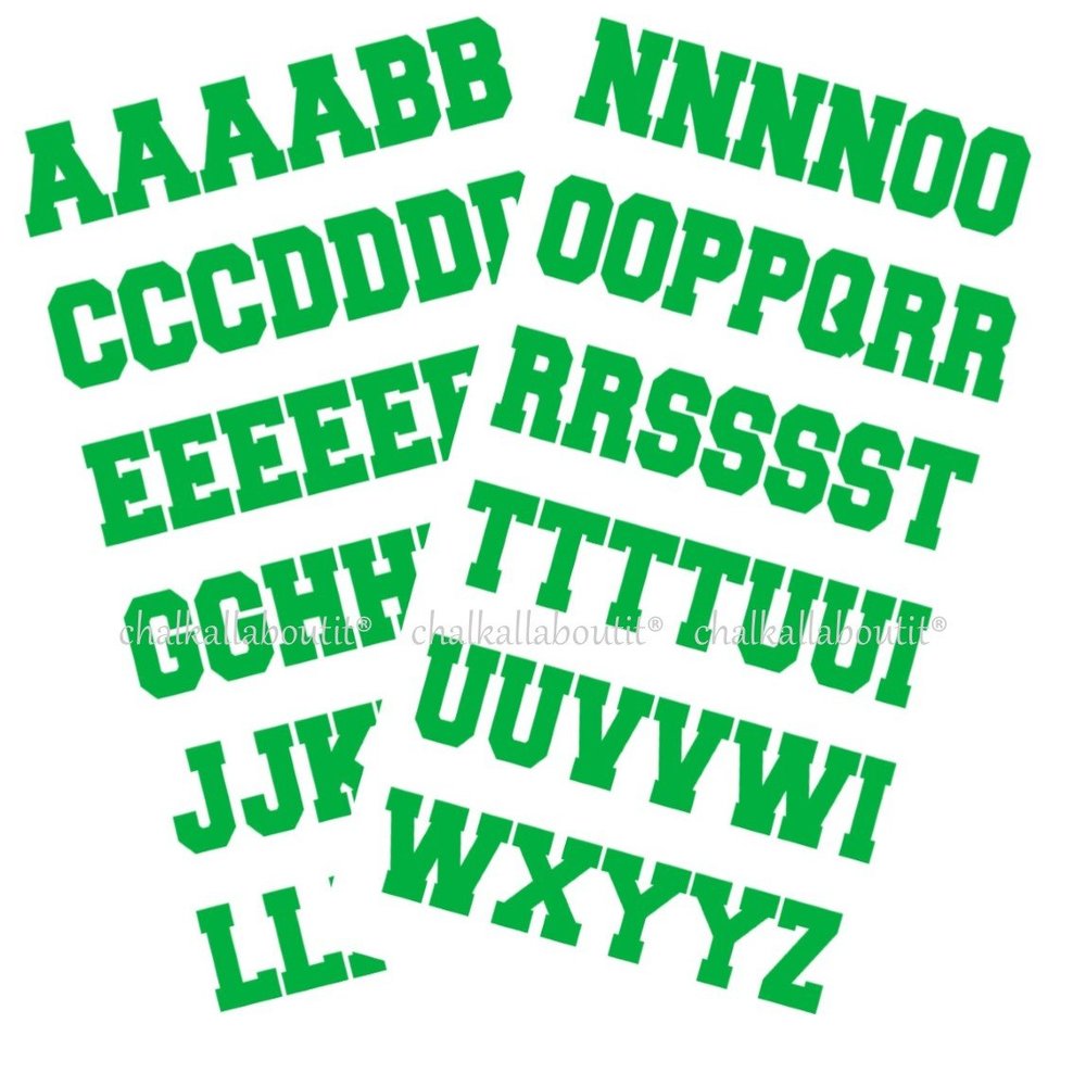 Sports Helmet Letters 1" by Chalkallaboutit Baseball, Hockey, Football and Lacrosse (Green)