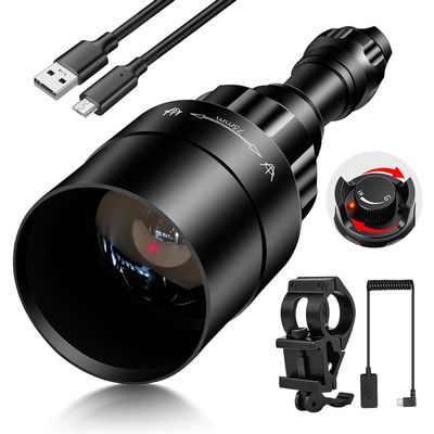 UniqueFire 1605 850nm IR Illuminator Flashlight Lights for Night Vision Zoomable Infrared Flashlight Illuminator with Dual Control Remote Pressure Switch and Scope Mount Set