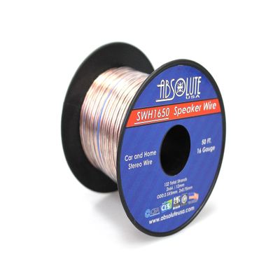 Absolute USA SWH1650 16 Gauge Car Home Audio Speaker Wire Cable Spool 50'