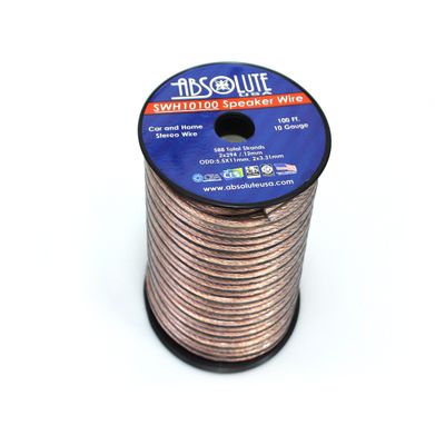 Absolute USA SWH10100 10 Gauge Car Home Audio Speaker Wire Cable Spool 100'