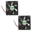 Sunon 70x70x15mm KDE1207PHV3 2Pin/2Wire 12v Low Speed Fan (2 pack), black view 1