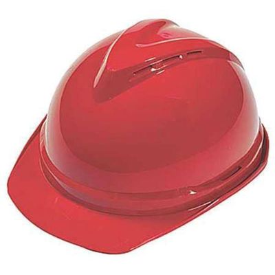 MSA Red Polyethylene Cap Style Hard Hat With 6 Point Ratchet Suspension
