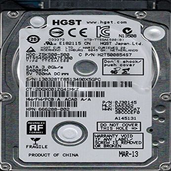 HGST HTS545050A7E380 MLC: DA5322 P/N: 0J30145 500GB