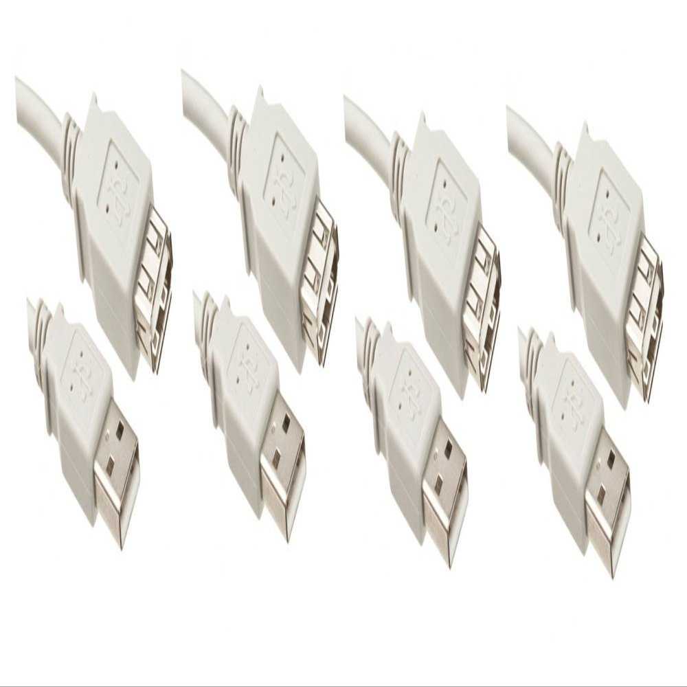 4 Pack USB 2.0 A Male to A Female Extension Cable 6 Feet White, CNE463594