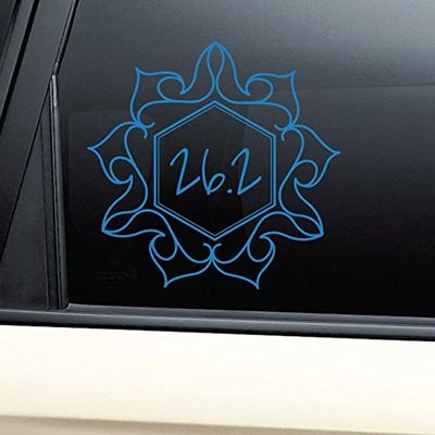 26.2 Marathon Floral Flower Vinyl Decal Laptop Car Truck Bumper Window Sticker - Blue