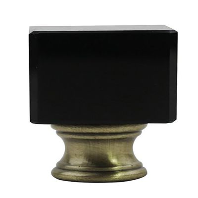 Urbanest Crystal Glace Lamp Finial, Black with Antique Brass, 1 1/2-inch Tall