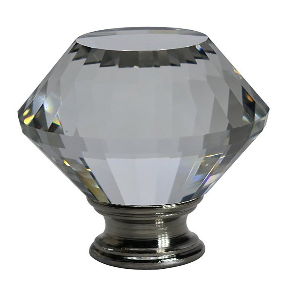Urbanest Crystal Catherine Lamp Finial, Brushed Steel, 1 7/8-inch Tall