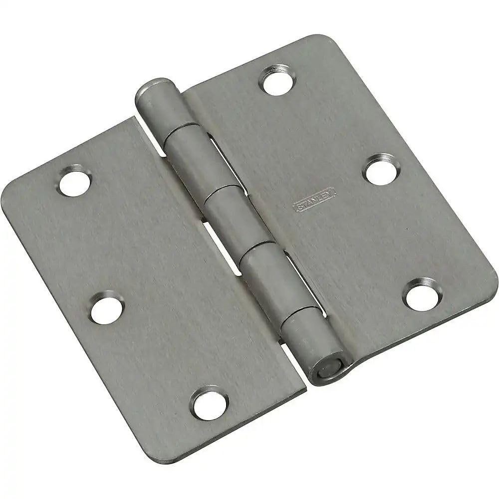 National Hardware Door Hinge N830-245 - Satin Nickel, 3-1/2 Inch Round Corners - Metal