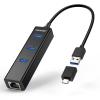 TECKNET USB C to Ethernet, Aluminum 3 Port USB 3.0 Hub with RJ45 10/100/1000 Gigabit Ethernet Adapter Converter LAN Wired Network Adapter for Laptop view 1
