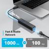TECKNET USB C to Ethernet, Aluminum 3 Port USB 3.0 Hub with RJ45 10/100/1000 Gigabit Ethernet Adapter Converter LAN Wired Network Adapter for Laptop view 2