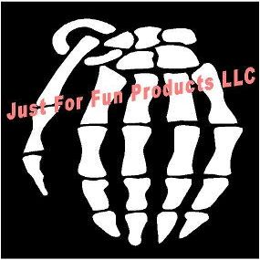 Just For Fun White - 5.5 x 3.5 Grenade Hand Skeleton Vinyl Die Cut Decal Bumper Sticker, Windows, Cars, Trucks, laptops, etc