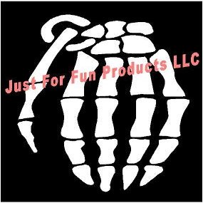 Just For Fun White - 5.5 x 3.5 Grenade Hand Skeleton Vinyl Die Cut Decal Bumper Sticker, Windows, Cars, Trucks, laptops, etc