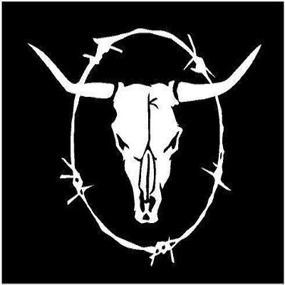 5.75 x 4.25 Longhorn Barb Wire Western Vinyl Die Cut Decal Bumper Sticker, Windows, Cars, Trucks, laptops, etc