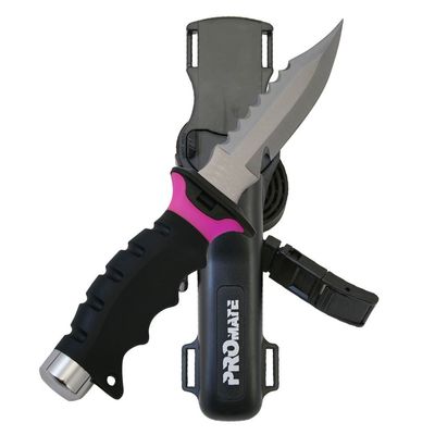 Promate KF510-Pink, Sharp Tip Stainless Steel Knife for Scuba Diving Snorkeling