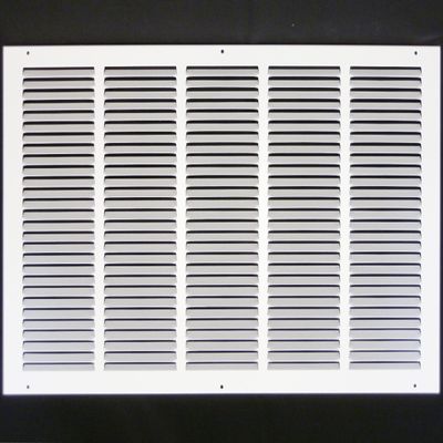 HVAC Premium 26'' x 14'' [Duct Opening] Flat Stamped Steel Return Air Grille - Sidewall and Ceiling - HVAC Vent Duct Cover - White [Outer Dimensions: 27.75''w X 15.75''h]
