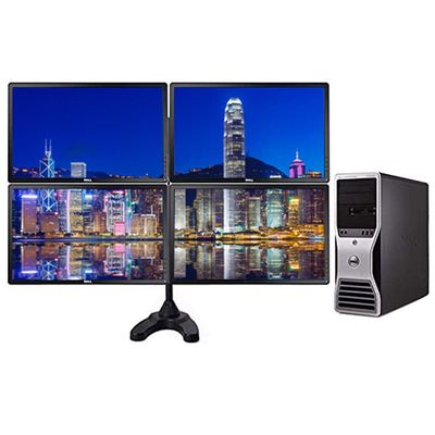 Dell Precision T5500 Workstation- 32GB of Ram- 8 Core 2X Quad Xeon Upto 3.33GHz- 500GB SSD + 4TB- 4 X 24in Monitors with Quad Stand (Renewed0