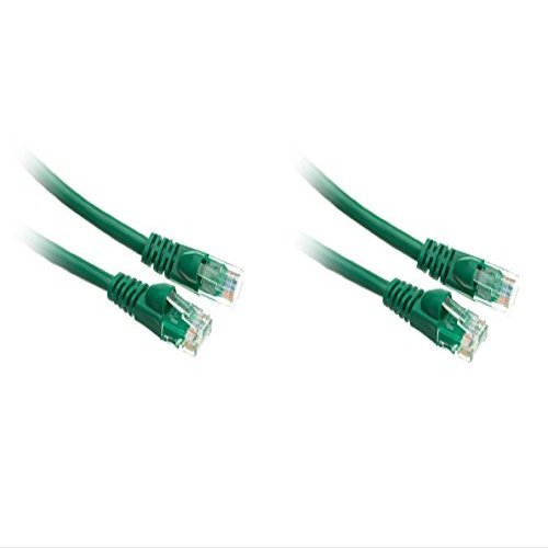 C&E 2 Pack Cat5e Cable with UTP Molded Boot 350MHz 7 Feet Green, CNE483196