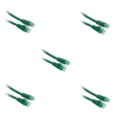 C&E 5 Pack Cat5e Cable with UTP Molded Boot 350MHz 7 Feet Green, CNE483226