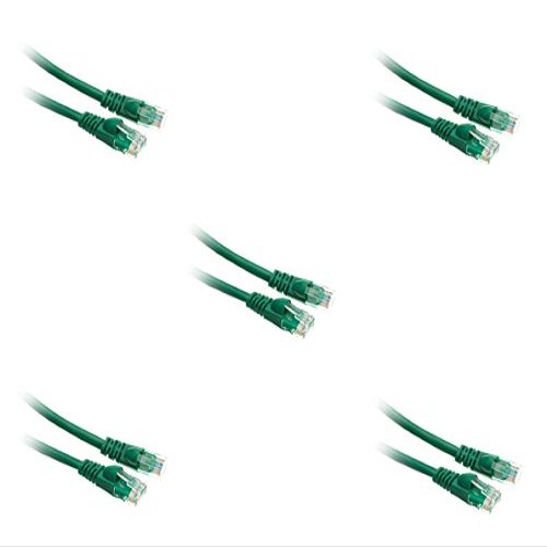 C&E 5 Pack Cat5e Cable with UTP Molded Boot 350MHz 7 Feet Green, CNE483226