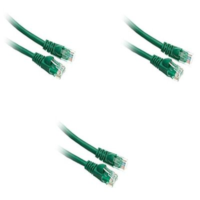 C&E 3 Pack Cat5e Cable with UTP Molded Boot 350MHz 14 Feet Green, CNE483325