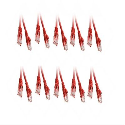 10 Pack Cat5e Ethernet Patch Cable, Snagless/Molded Boot 1.5 Feet Red, CNE486005