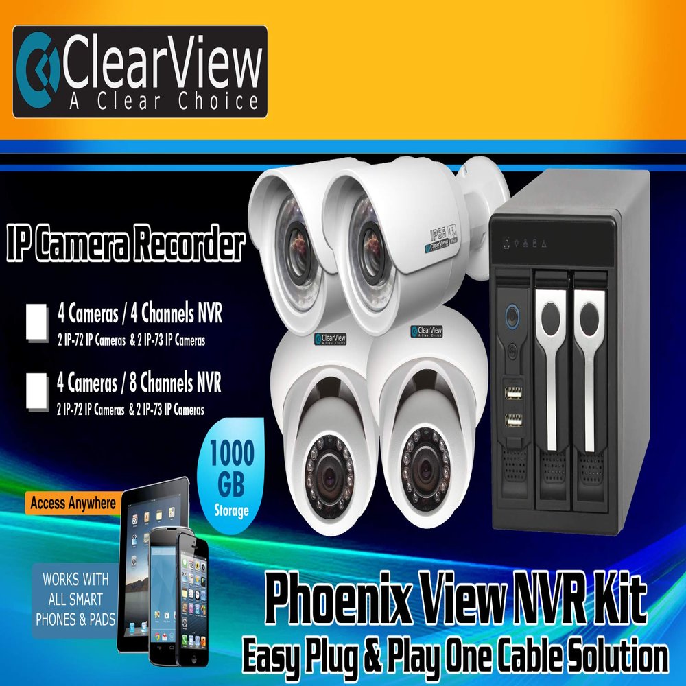 Clear View PHOENIXVIEW0404IP7273 4 Cameras And Nvr Kit