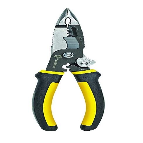 Southwire Multitool Long Nose Plier 5-in-1 - Narrow Jaw for Tight Spaces - Strips 10-14 AWG - Cuts, Crimps, Reams, & Grips with Comfort Handles