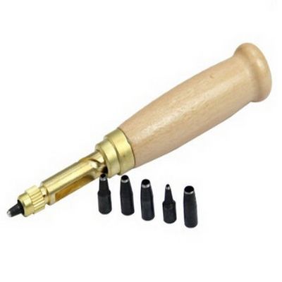 INNETOC Adjustable Japanese Screw Hole Punch Bookbinding Tool,Paper Punch,Craft Punches,6 Tip Sizes 1.5,2,2.5,3,3.5,4mm, Wood Handle