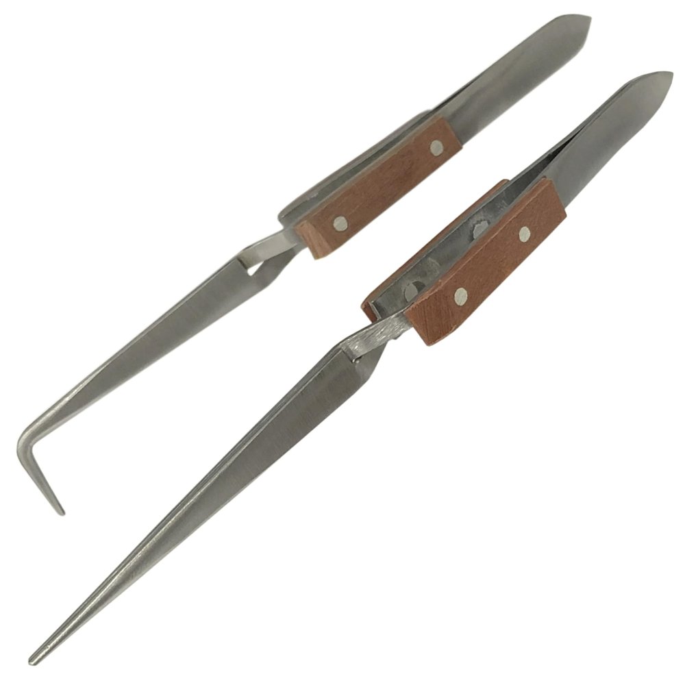 Jewellers Tools 2 X Angled Self Locking Soldering Tweezers Hands Free